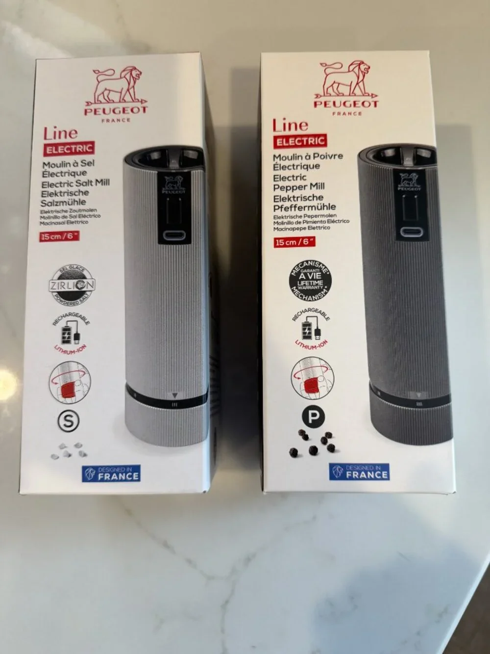 Peugeot Electric Salt and Pepper Mills, Brand New, In Boxes, 2026 model
